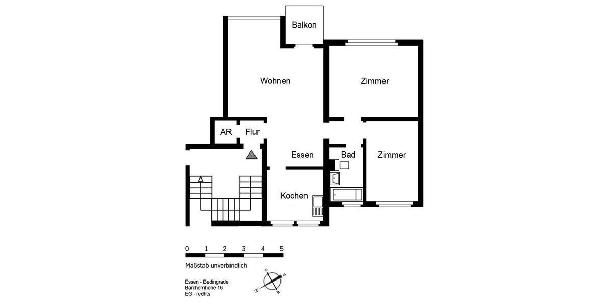 Etagenwohnung Essen Stadtbezirk IV - 3 Zimmer, 75 m&sup2;, 844&euro; | Angebot:26622631