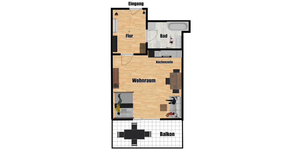 Wohnen auf Zeit Buseck - 1.5 Zimmer, 47 m&sup2;, 60&euro; | Angebot:25638965