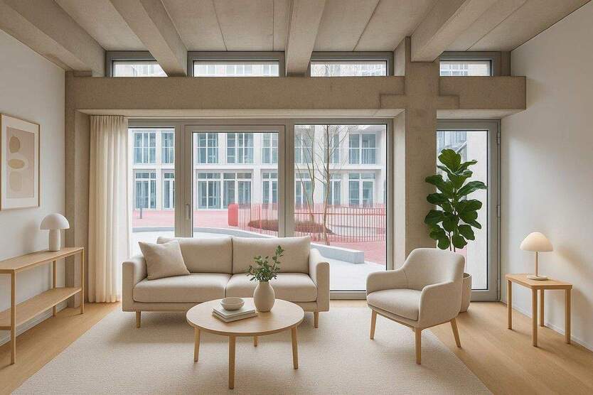 Stilvoll wohnen: Helle Wohnung mit Designküche, bodentiefen Fenstern und Gemeinschaftsangeboten 3 zimmer