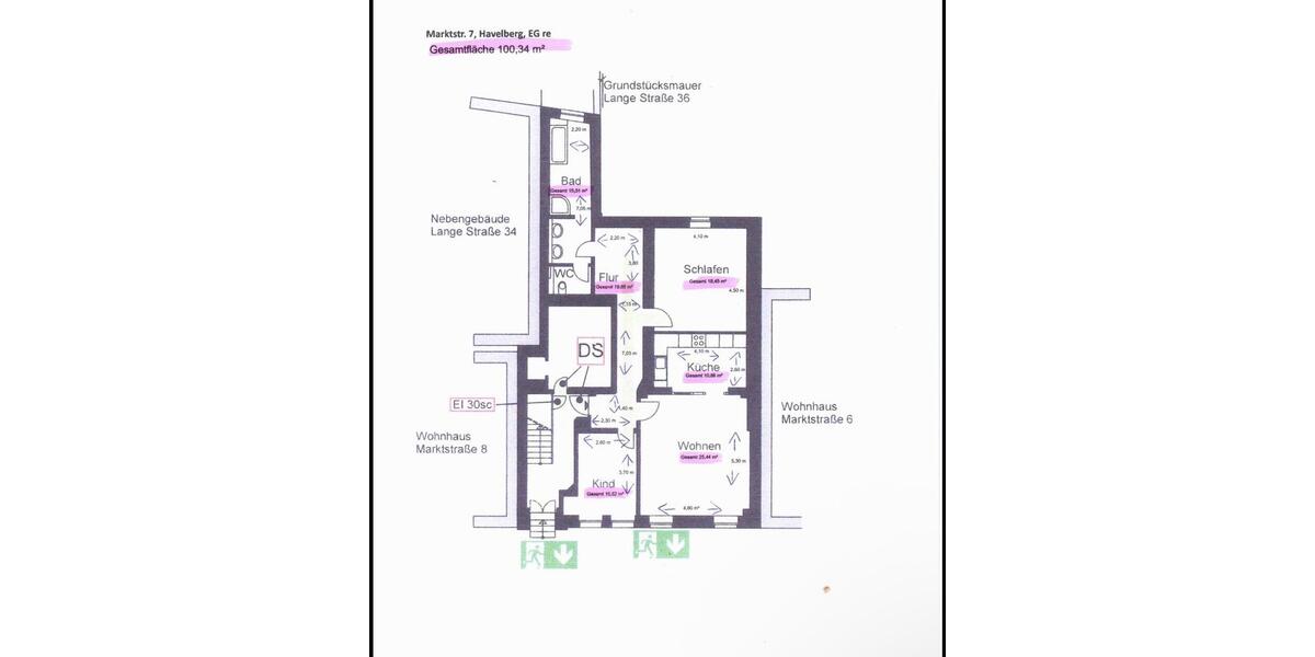 Erdgeschoßwohnung Havelberg - 3 Zimmer, 100 m&sup2;, 720&euro; | Angebot:24353146