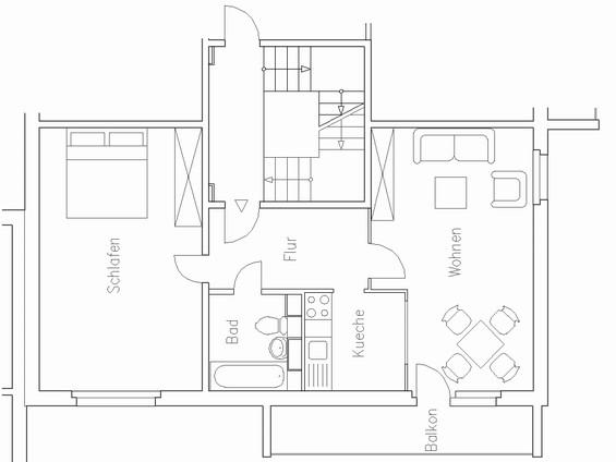 Charmante 2‑Raum‑Wohnung mit sonnigem Balkon 2 zimmer