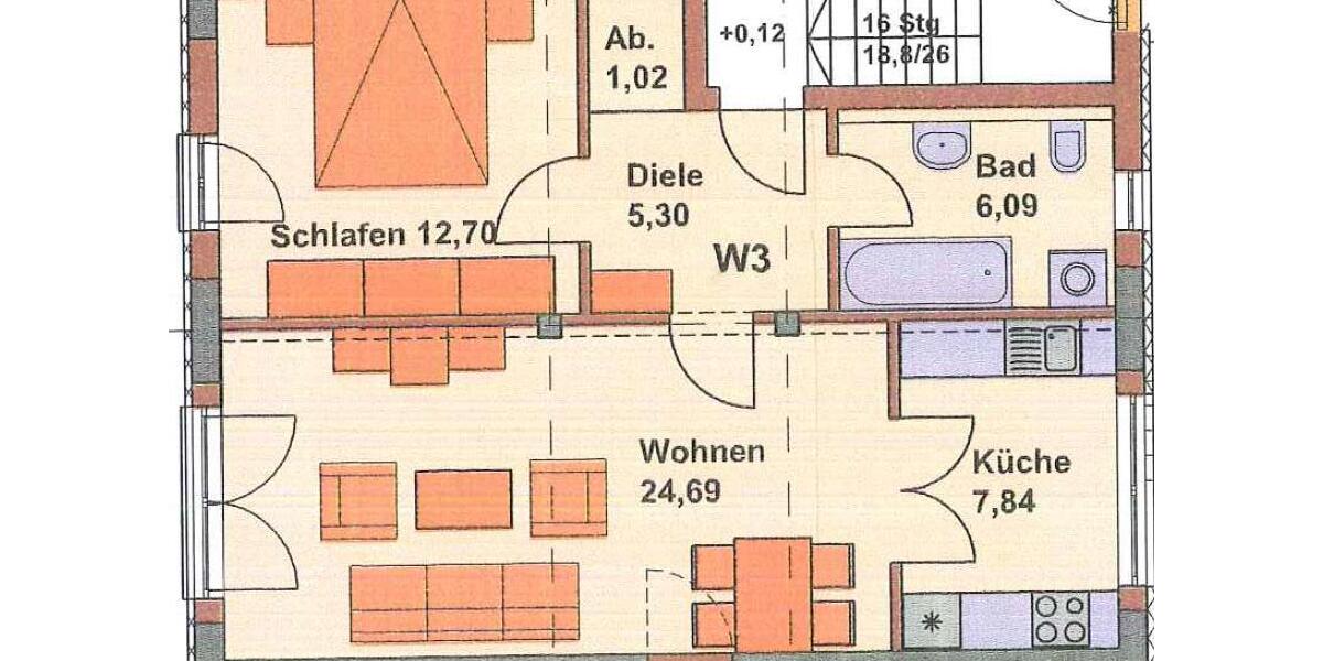Etagenwohnung Mengkofen - 2 Zimmer, 56 m&sup2;, 420&euro; | Angebot:25866605