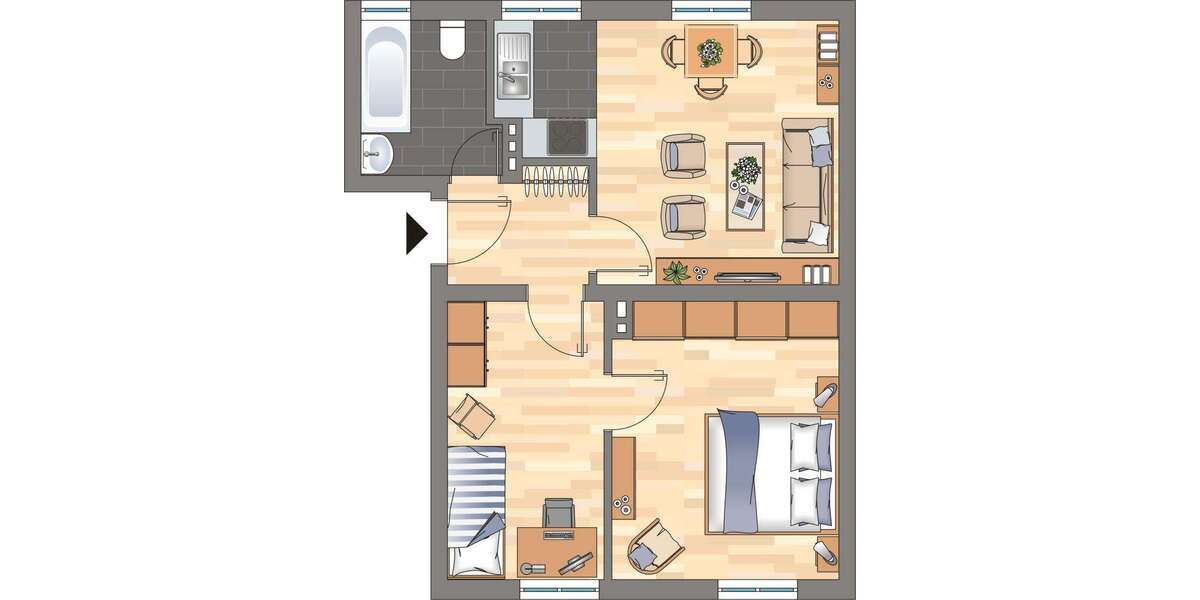 Etagenwohnung Wilhelmshaven Fedderwardergroden - 2 Zimmer, 46 m&sup2;, 329&euro; | Angebot:25179186