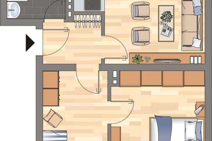 Wohnung Wilhelmshaven Fedderwardergroden - 2 Zimmer, 46 m&sup2;, 329&euro; | Angebot:25179186