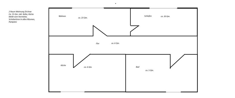 Etagenwohnung Korswandt - 2 Zimmer, 53 m&sup2;, 710&euro; | Angebot:25329277