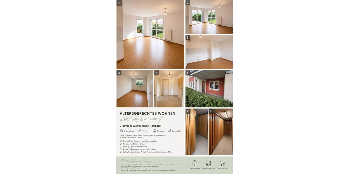 Erdgeschoßwohnung Laatzen - 2 Zimmer, 50 m&sup2;, 600&euro; | Angebot:26483410
