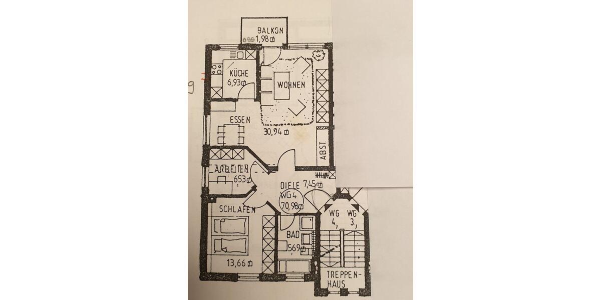 Etagenwohnung Nittenau - 2.5 Zimmer, 70 m&sup2;, 500&euro; | Angebot:26271373