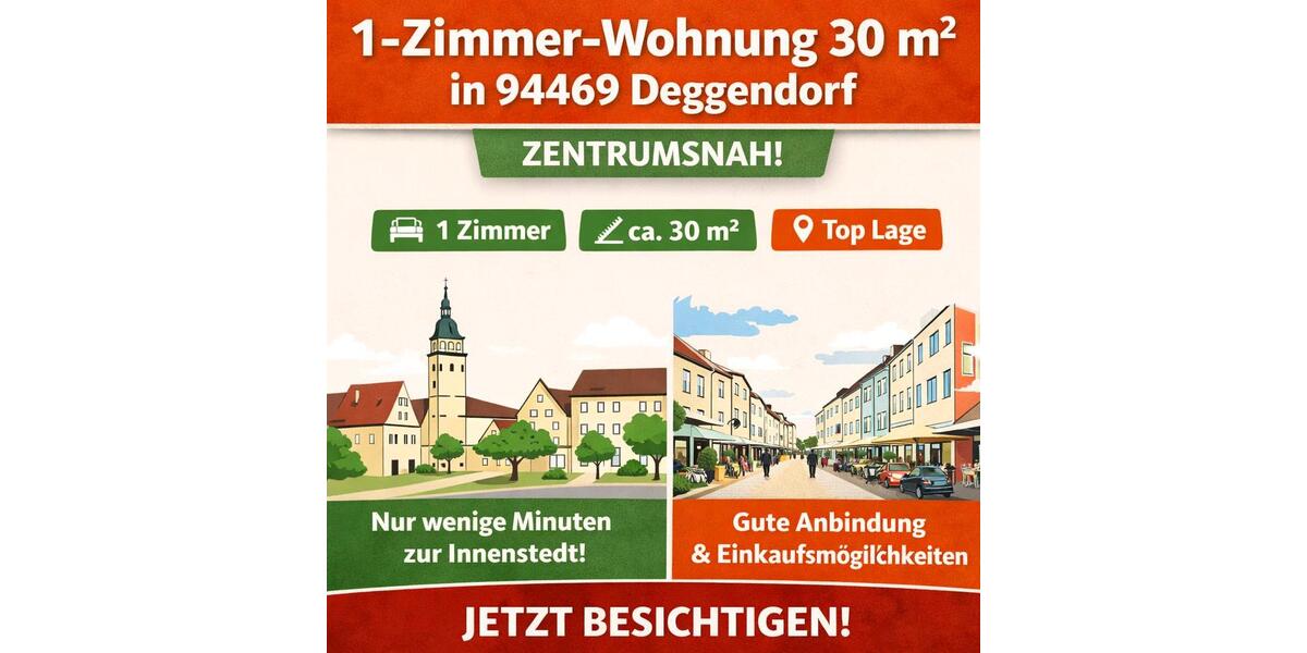 Dachgeschoßwohnung Deggendorf - 1 Zimmer, 30 m&sup2;, 450&euro; | Angebot:25975836