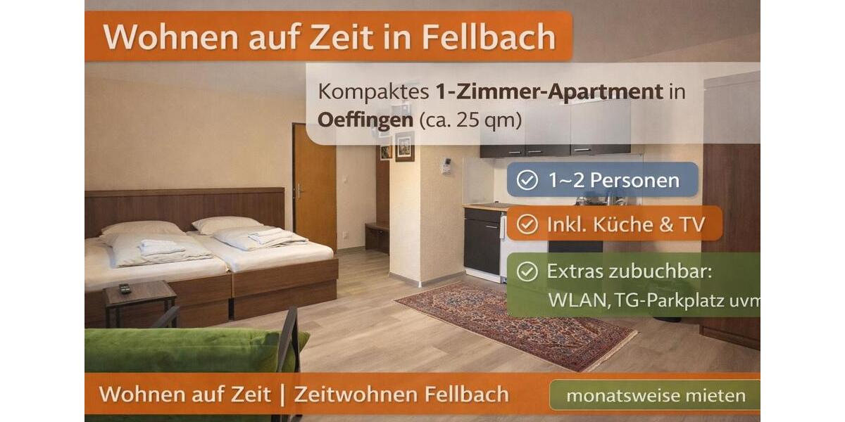 Wohnen auf Zeit Fellbach Oeffingen - 1 Zimmer, 25 m&sup2;, 790&euro; | Angebot:24567361
