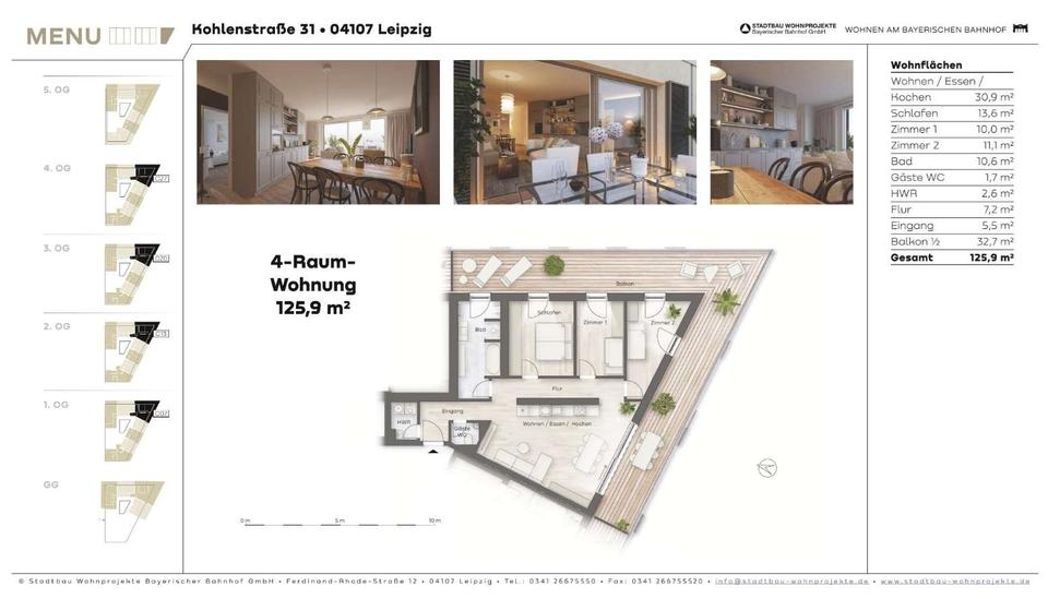 Etagenwohnung Leipzig Mitte - 4 Zimmer, 126 m&sup2;, 1.933&euro; | Angebot:26531843