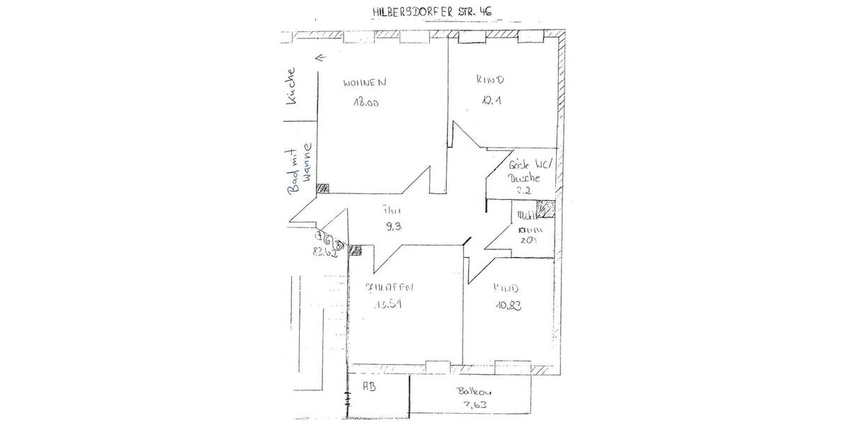 Etagenwohnung Chemnitz Hilbersdorf - 4 Zimmer, 84 m&sup2;, 500&euro; | Angebot:26541235