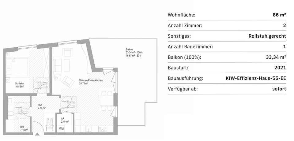 Etagenwohnung Mehring - 2 Zimmer, 86 m&sup2;, 1.150&euro; | Angebot:25649005