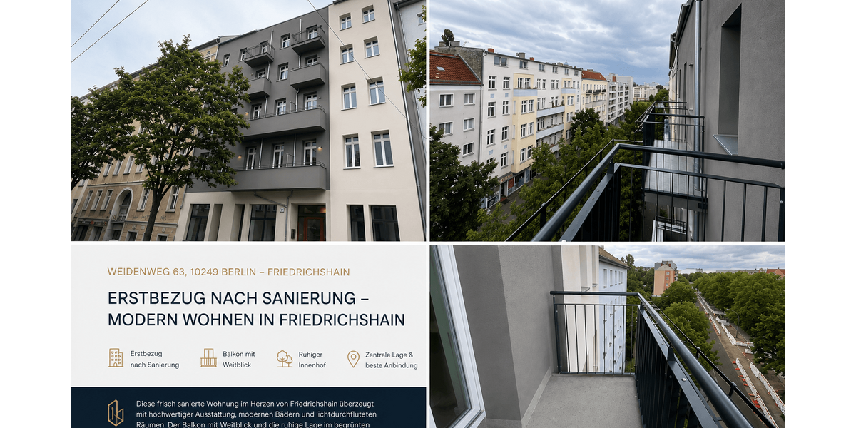 Etagenwohnung Berlin Friedrichshain - 3 Zimmer, 114 m&sup2;, 1.885&euro; | Angebot:27074172
