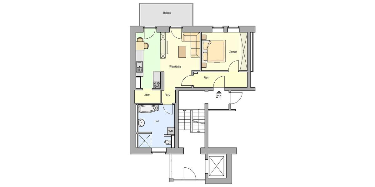 Modernes Wohnen mit Balkon im EG 2 zimmer