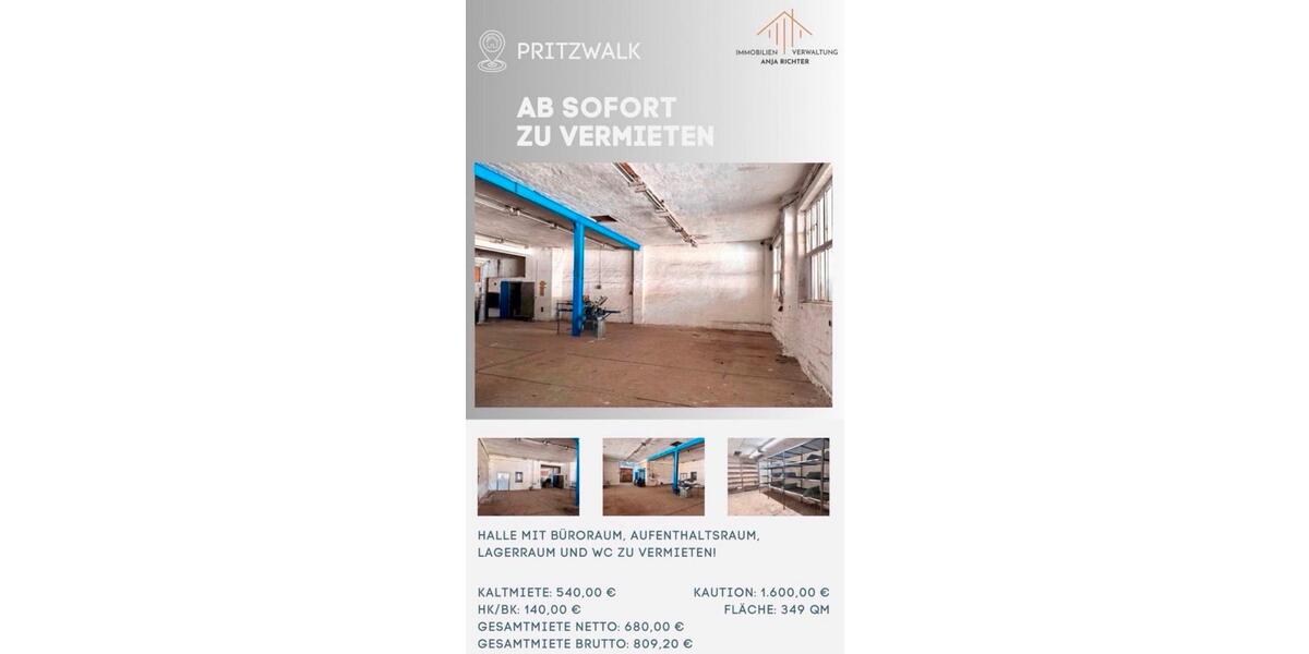 Gewerbeobjekt Pritzwalk - 540&euro; | Angebot:24781324