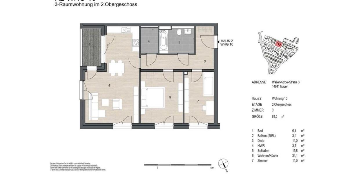 Etagenwohnung Nauen - 3 Zimmer, 82 m&sup2;, 1.151&euro; | Angebot:24540276