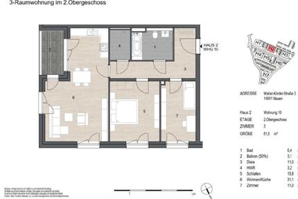 Wohnung Nauen - 3 Zimmer, 82 m&sup2;, 1.151&euro; | Angebot:24540276