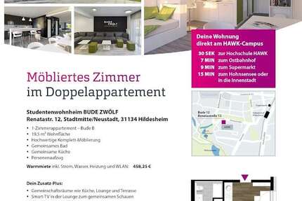 Wohnung Hildesheim - 2 Zimmer, 20 m&sup2;, 458&euro; | Angebot:26670603