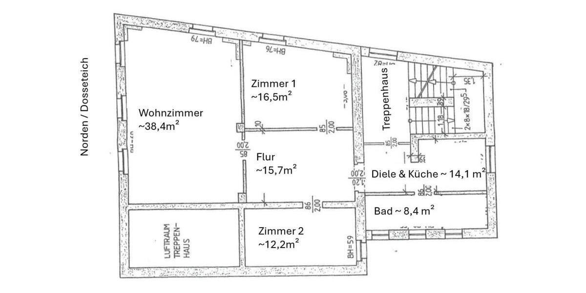 Etagenwohnung Wittstock/Dosse Dosse - 3 Zimmer, 105 m&sup2;, 630&euro; | Angebot:25612228