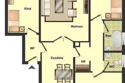 Wohnung Münster Angelmodde-Waldsiedlung - 4 Zimmer, 90 m&sup2;, 887&euro; | Angebot:27067206