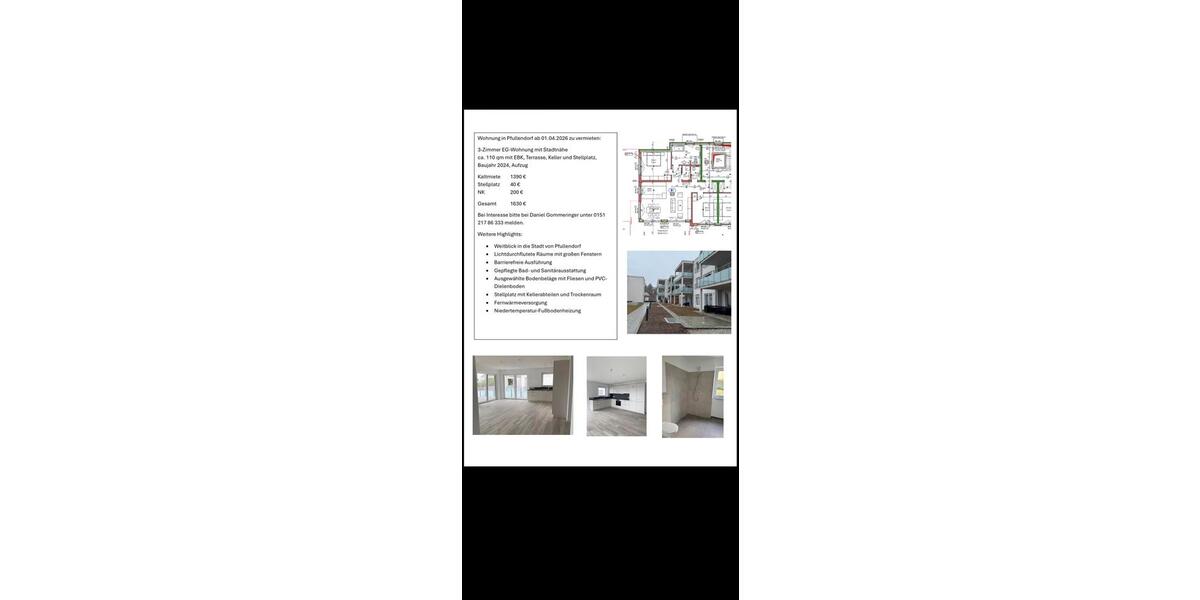 Erdgeschoßwohnung Pfullendorf - 3 Zimmer, 110 m&sup2;, 1.390&euro; | Angebot:25710197