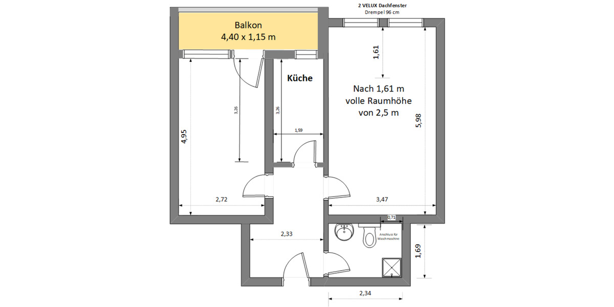 Vermietung 50 m², 2 Zi, K, D, Bad, Balkon, Keller und TG Platz 2 zimmer