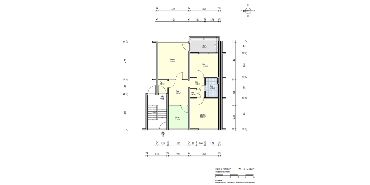 Etagenwohnung Hamm Heessen - 3 Zimmer, 76 m&sup2;, 600&euro; | Angebot:25916776