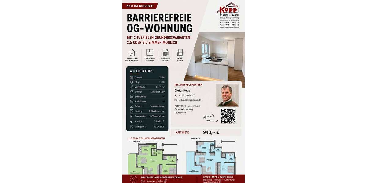 Etagenwohnung Horb am Neckar - 2.5 Zimmer, 82 m&sup2;, 940&euro; | Angebot:27032512
