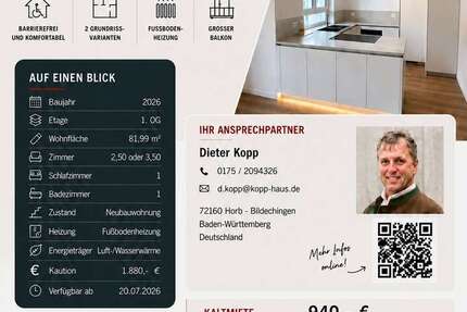 Wohnung Horb am Neckar - 2.5 Zimmer, 82 m&sup2;, 940&euro; | Angebot:27032512