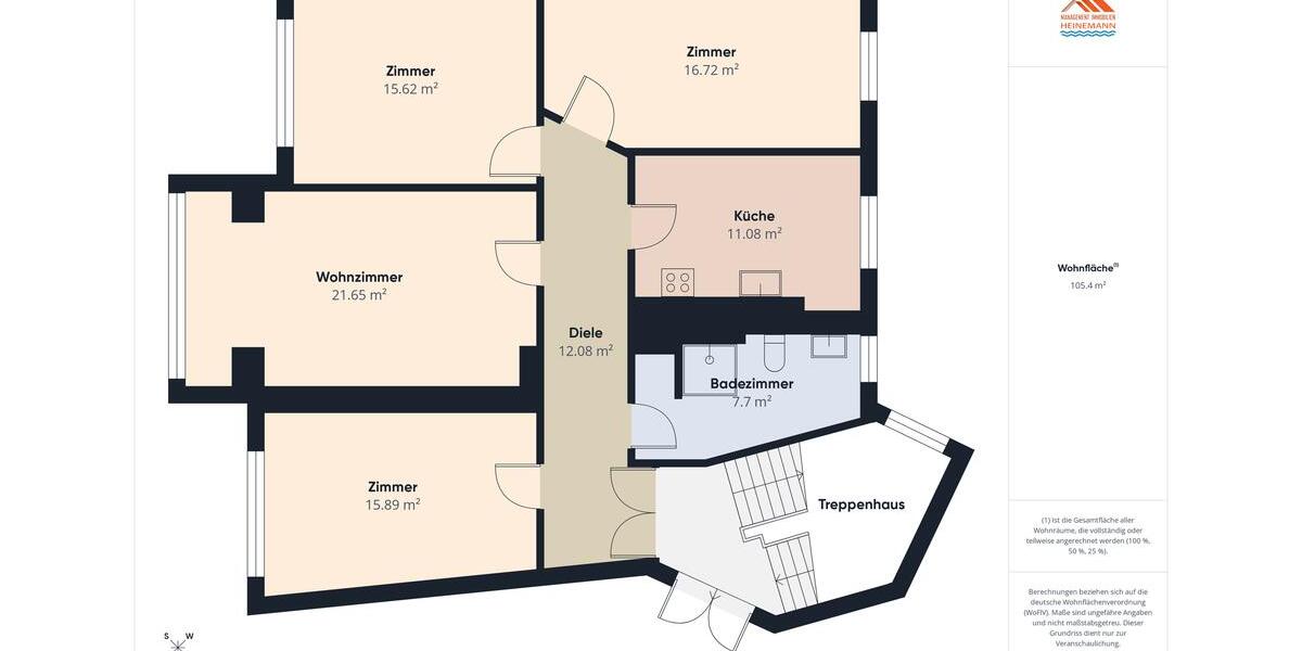 Etagenwohnung Cuxhaven Döse - 4 Zimmer, 105 m&sup2;, 1.318&euro; | Angebot:26634829