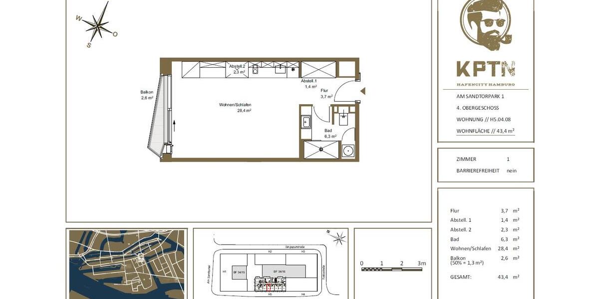 HafenCity: Attraktives Studioapartment zu vermieten! zimmer