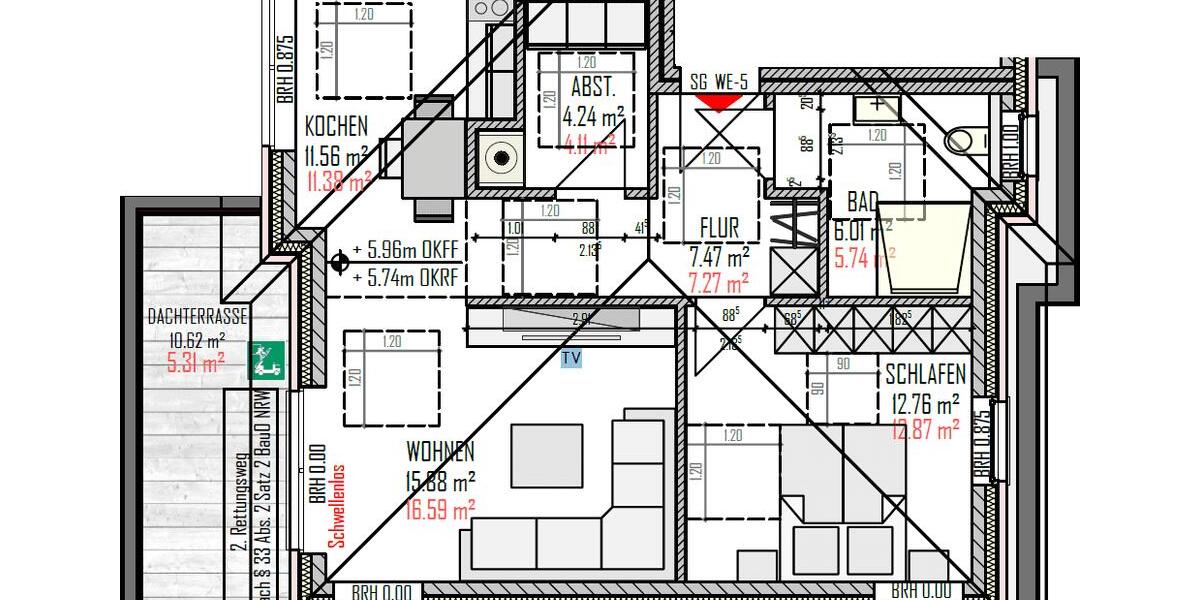 Dachgeschoßwohnung Gronau (Westfahlen) - 2 Zimmer, 63 m&sup2;, 949&euro; | Angebot:25900419