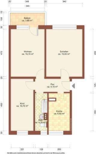 Etagenwohnung Löbau Altlöbau - 3 Zimmer, 60 m&sup2;, 374&euro; | Angebot:24181921