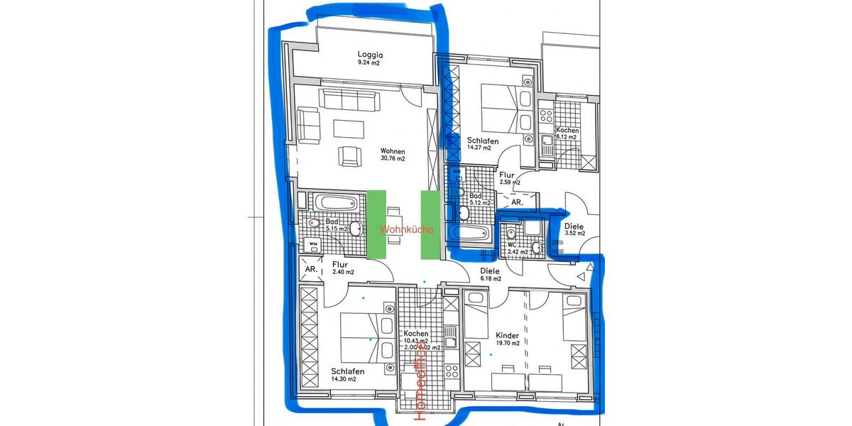 Etagenwohnung Garbsen - 4 Zimmer, 96 m&sup2;, 1.200&euro; | Angebot:26704200