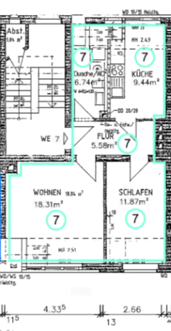 Etagenwohnung Rossau Schönborn-Dreiwerden - 1 Zimmer, 51 m&sup2;, 295&euro; | Angebot:25692411