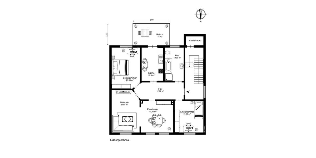 Tolle 3,5 Zimmerwohnung mit Südbalkon ca. 105 m² Wfl. in Löhne Melbergen mit Carportplatz 4 zimmer