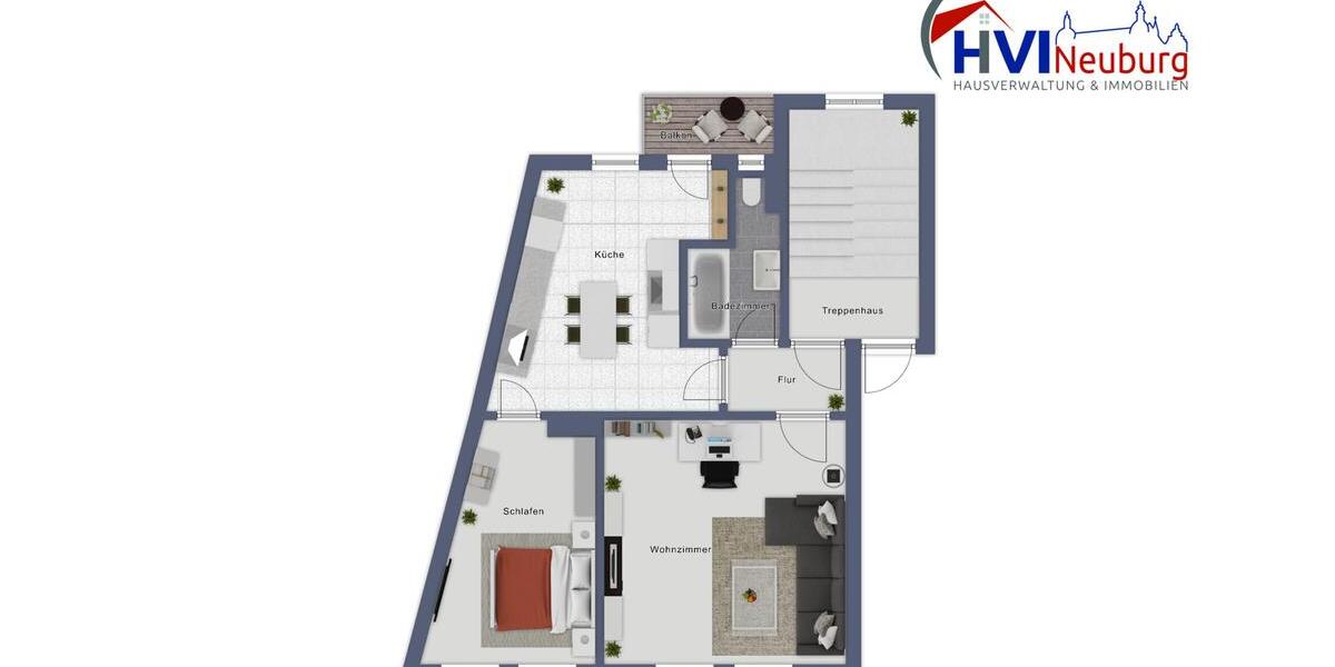 Etagenwohnung Neuburg an der Donau - 2 Zimmer, 59 m&sup2;, 630&euro; | Angebot:26251920