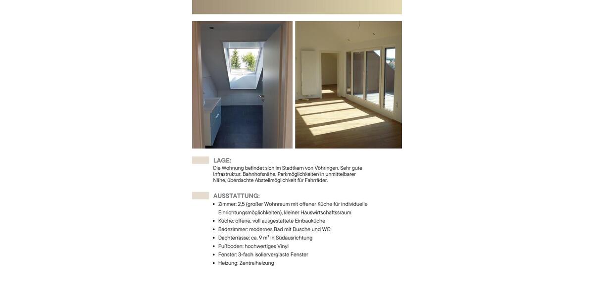 Dachgeschoßwohnung Vöhringen - 2.5 Zimmer, 94 m&sup2;, 1.090&euro; | Angebot:26024630