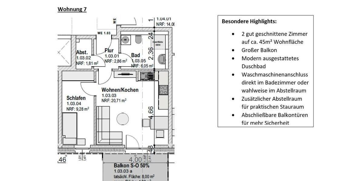 Etagenwohnung Neumünster Brachenfeld/Ruthenberg - 2 Zimmer, 45 m&sup2;, 983&euro; | Angebot:26647448