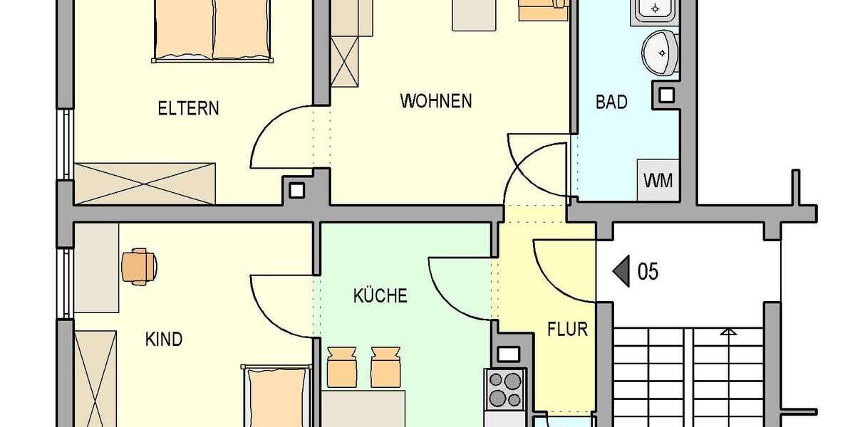 Etagenwohnung Heilbronn Kernstadt - 3 Zimmer, 54 m&sup2;, 415&euro; | Angebot:27055181