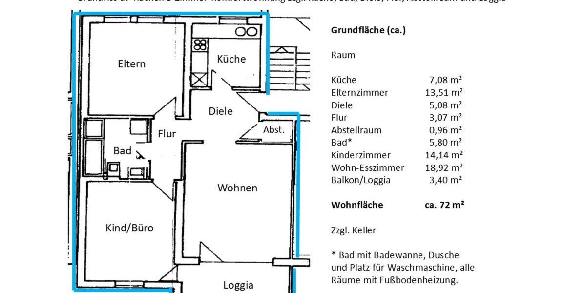 Hochparterre Neukloster - 3 Zimmer, 72 m&sup2;, 719&euro; | Angebot:23788110