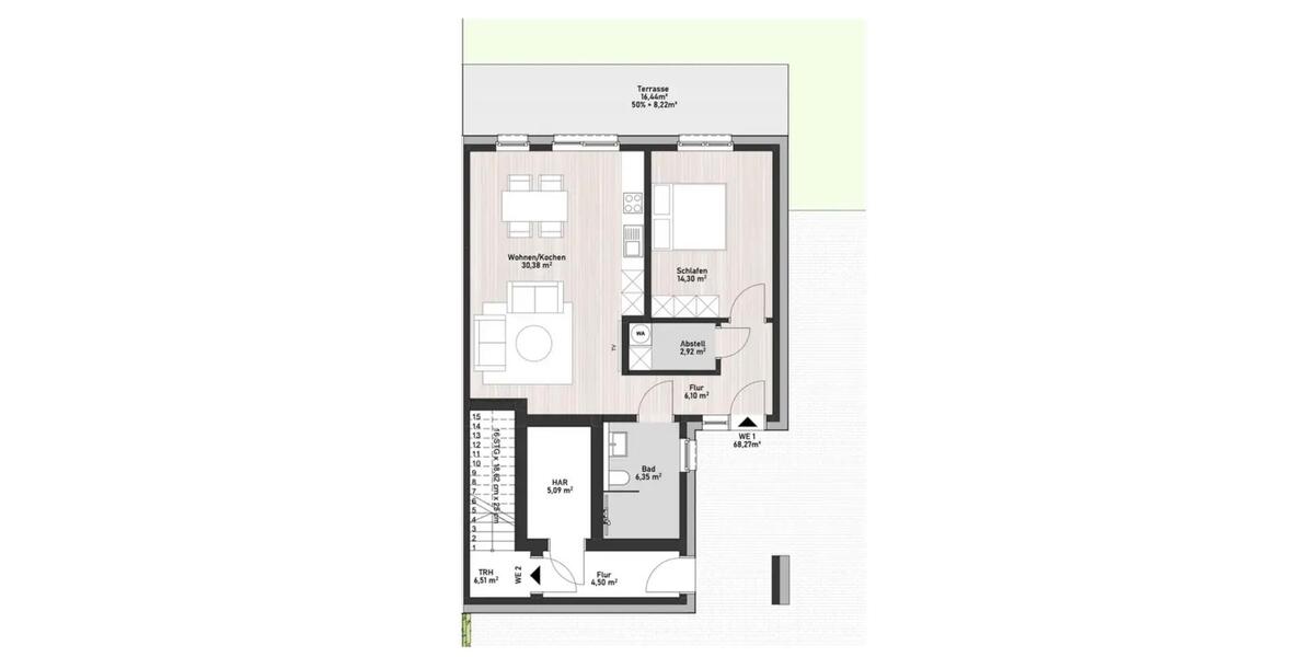 Erdgeschoßwohnung Delbrück - 2 Zimmer, 68 m&sup2;, 976&euro; | Angebot:24446236