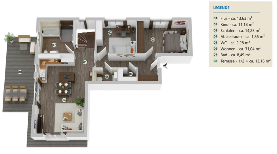 Maisonettenwohnung Abensberg - 3 Zimmer, 96 m&sup2;, 1.550&euro; | Angebot:24629863