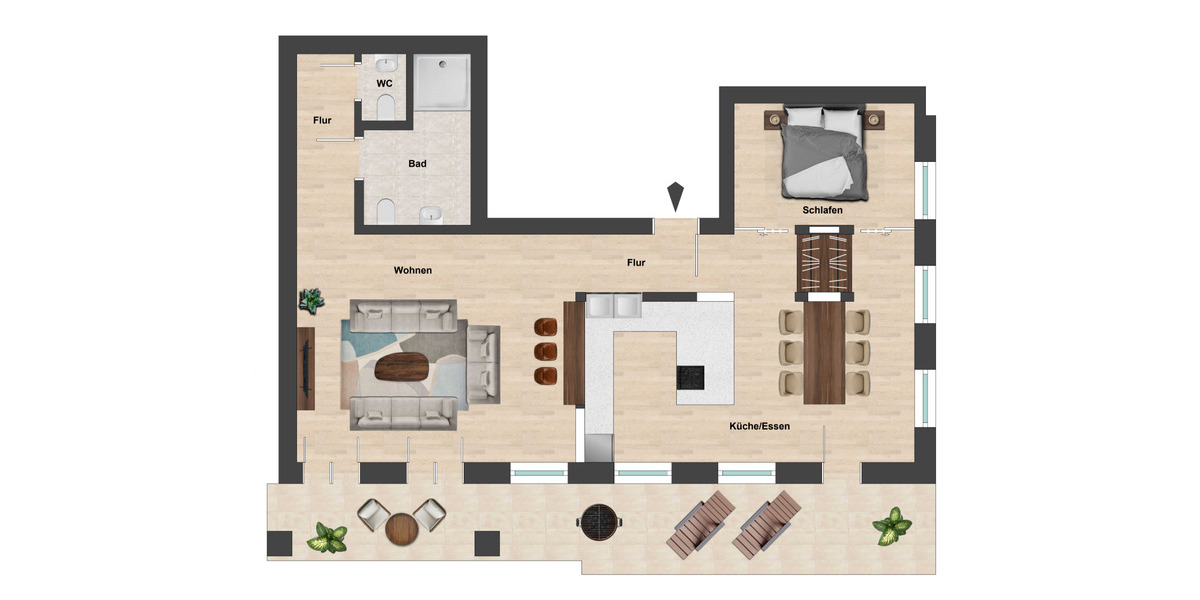 Möbliertes Wohnen im neuen MarktQuartier inkl. Stellplatz 1 zimmer