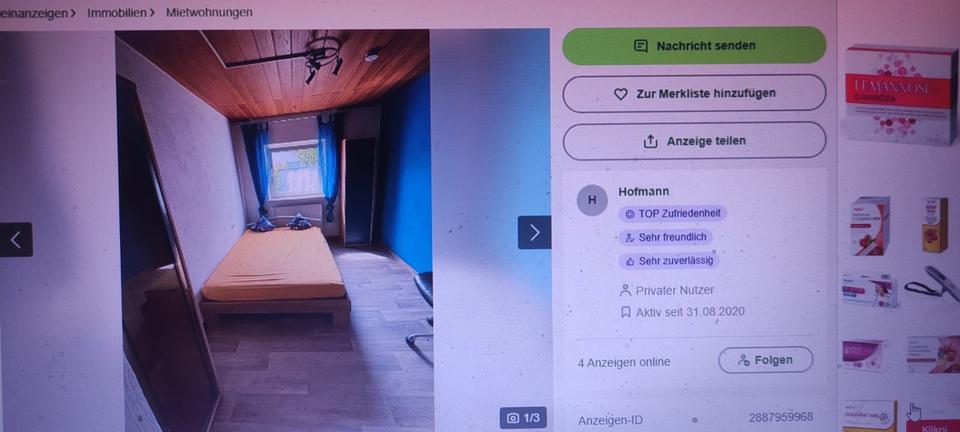 Erdgeschoßwohnung Kronach - 1 Zimmer, 14 m&sup2;, 275&euro; | Angebot:18788669