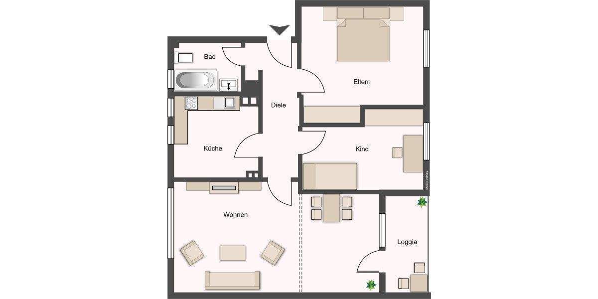 Etagenwohnung Lüdenscheid Bierbaum - 3 Zimmer, 71 m&sup2;, 422&euro; | Angebot:26745005