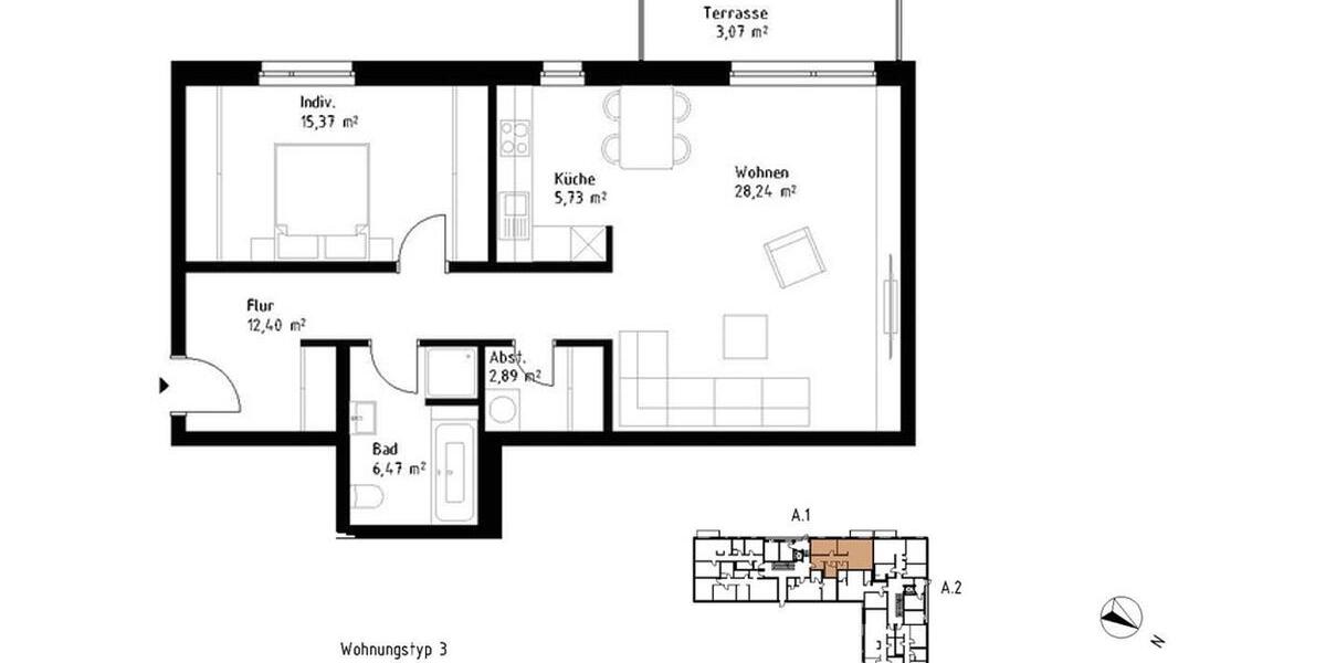 Erdgeschoßwohnung Erfurt Gispersleben - 2 Zimmer, 74 m&sup2;, 890&euro; | Angebot:26424063