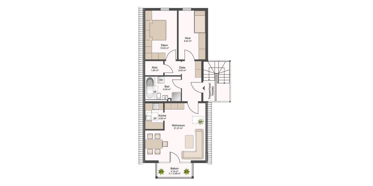 tolle 3-Raum DG-WE in ruhiger Lage 3 zimmer