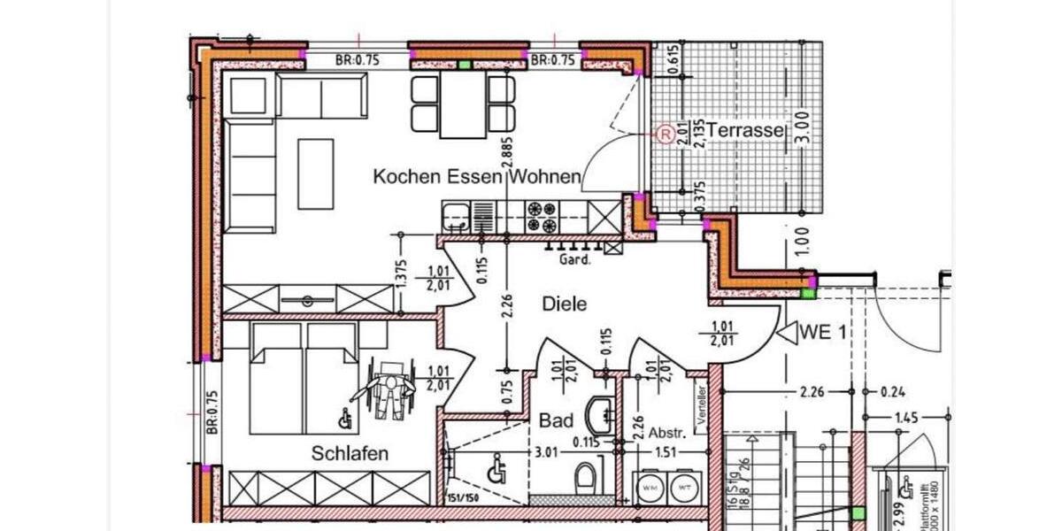 Erdgeschoßwohnung Großheide - 2 Zimmer, 58 m&sup2;, 645&euro; | Angebot:25871249