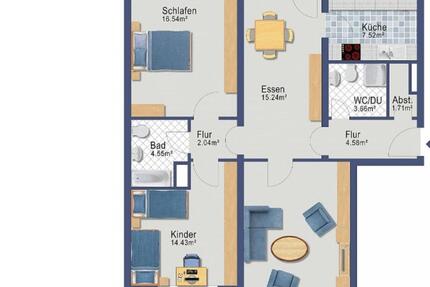 Wohnung 97 qm in RV mit Garage mit E-Ladegerät für Auto 3 zimmer
